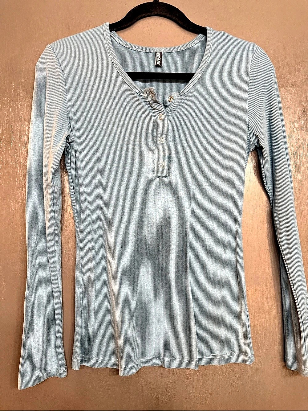 B.T.R.Y. Blue Ribbed Long Sleeve Top